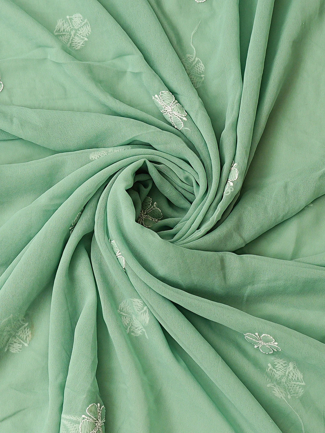 Ada Hand Embroidered Green Georgette Lucknowi Chikankari Unstitched Suit Piece 01A867804