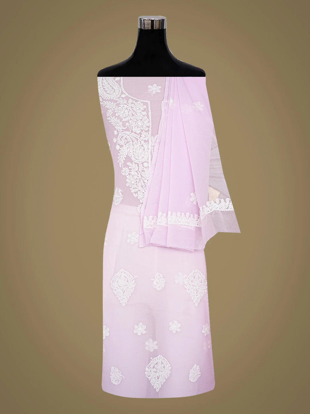 Ada Hand Embroidered Lavender Georgette Lucknowi Chikankari Unstitched Suit Piece 01A867419
