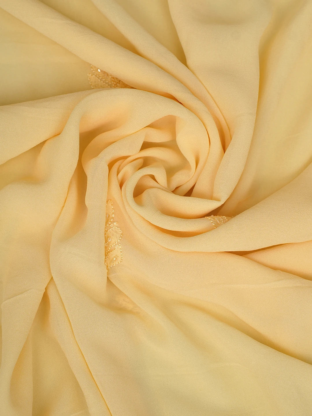Ada Hand Embroidered Pastel Yellow Viscose Georgette Lucknowi Chikankari Unstitched Kurta Dupatta Set With Cutdana Work 01A765990