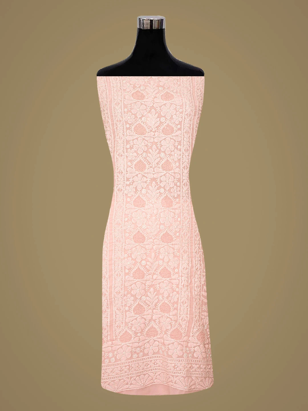 Ada Hand Embroidered Pink Georgette Lucknowi Chikankari Unstitched Suit Piece 01A835379
