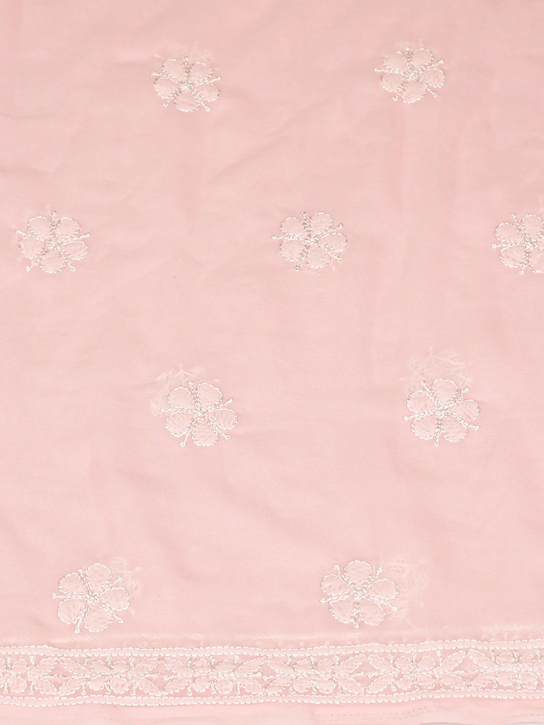 Ada Hand Embroidered Pink Georgette Lucknowi Chikankari Unstitched Suit Piece 01A835379