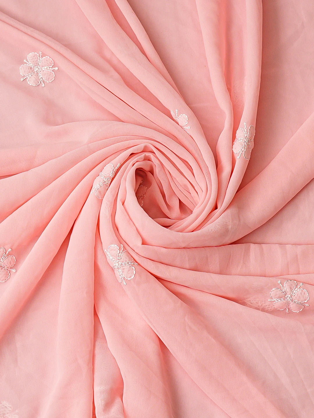 Ada Hand Embroidered Pink Georgette Lucknowi Chikankari Unstitched Suit Piece 01A835379