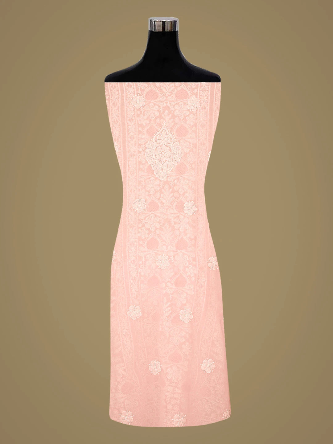 Ada Hand Embroidered Pink Georgette Lucknowi Chikankari Unstitched Suit Piece 01A835379