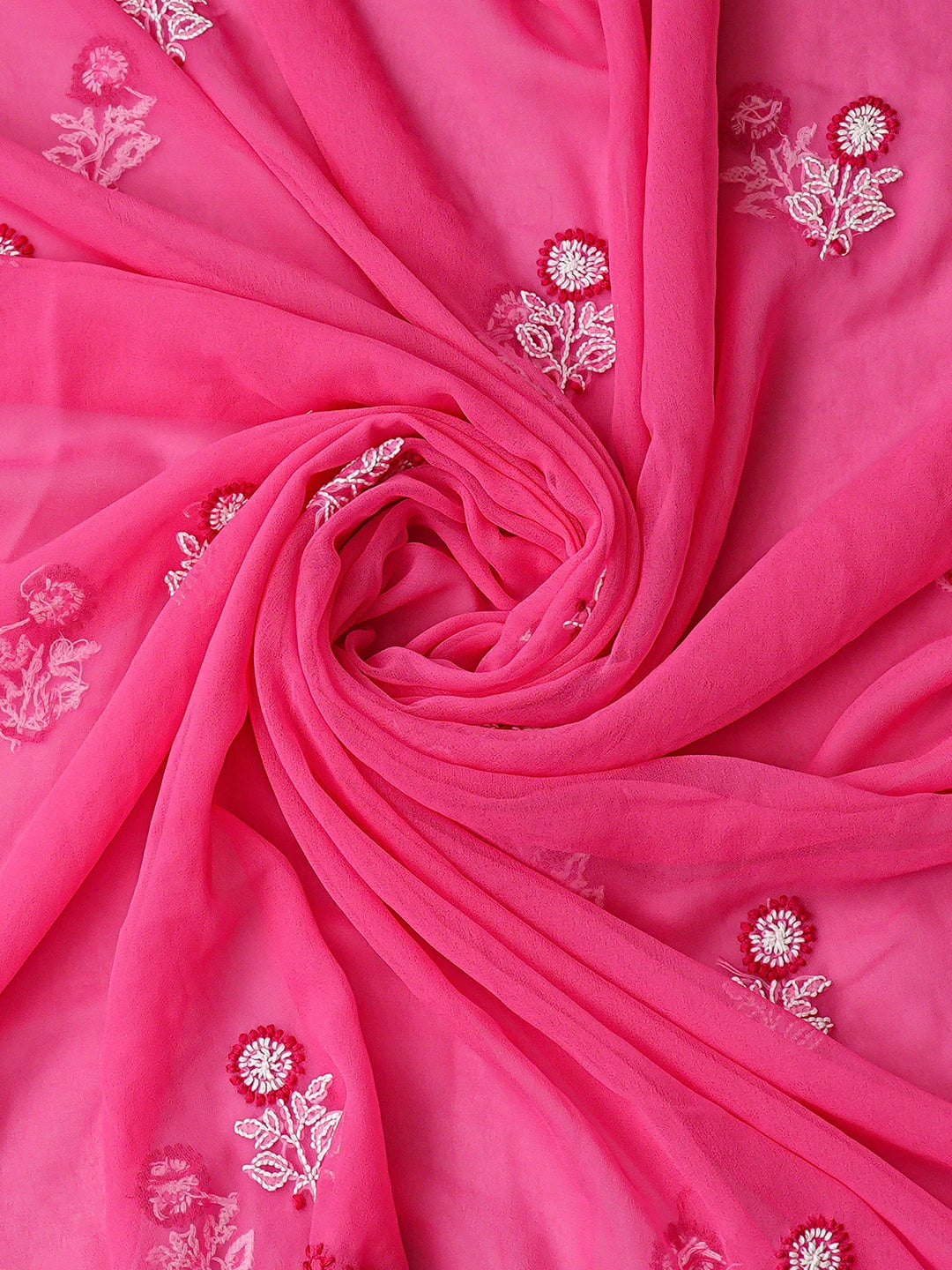 Ada Hand Embroidered Pink Georgette Lucknowi Chikankari Unstitched Suit Piece 01A867508