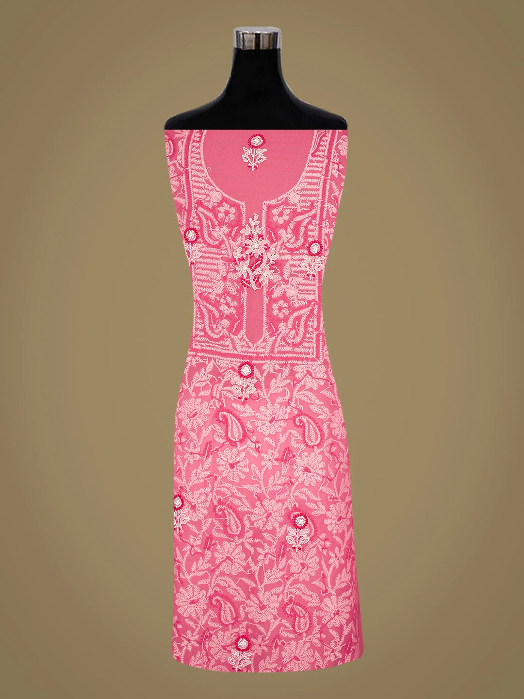 Ada Hand Embroidered Pink Georgette Lucknowi Chikankari Unstitched Suit Piece 01A867508
