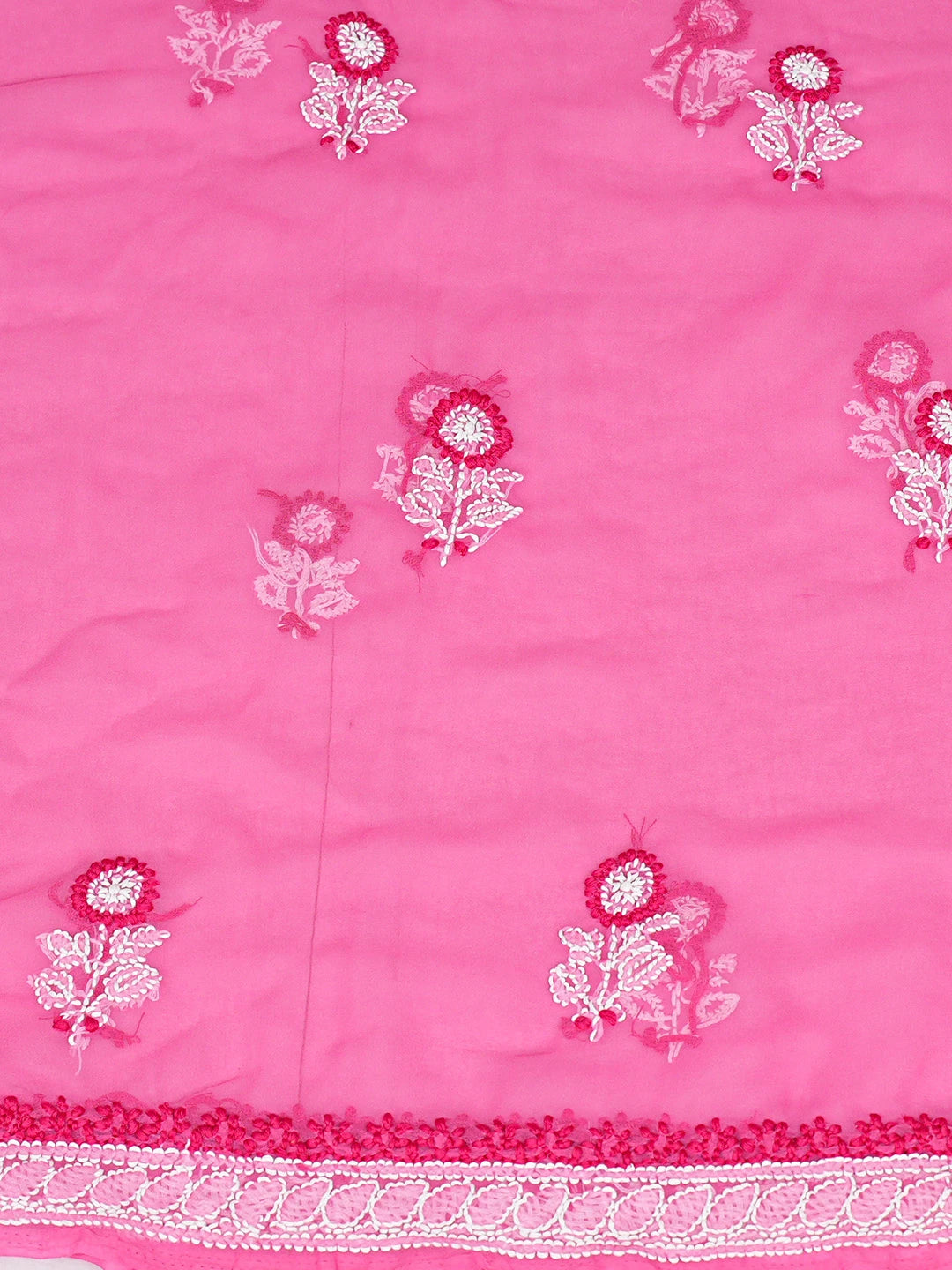 Ada Hand Embroidered Pink Georgette Lucknowi Chikankari Unstitched Suit Piece 01A867508