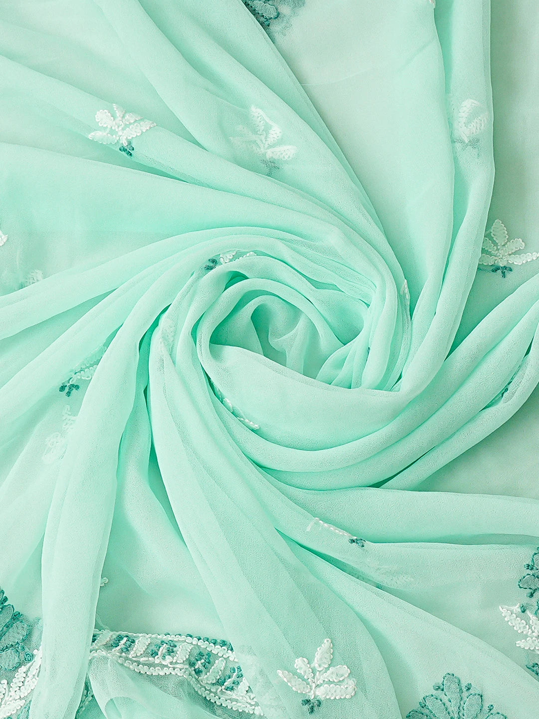 Ada Hand Embroidered Sea Green Georgette Lucknowi Chikankari Unstitched Suit Piece 01A867518