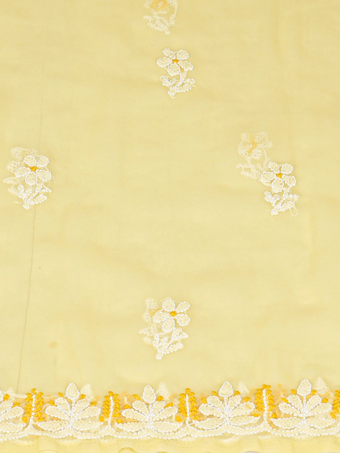 Ada Hand Embroidered Yellow Georgette Lucknowi Chikankari Unstitched Suit Piece 01A811298