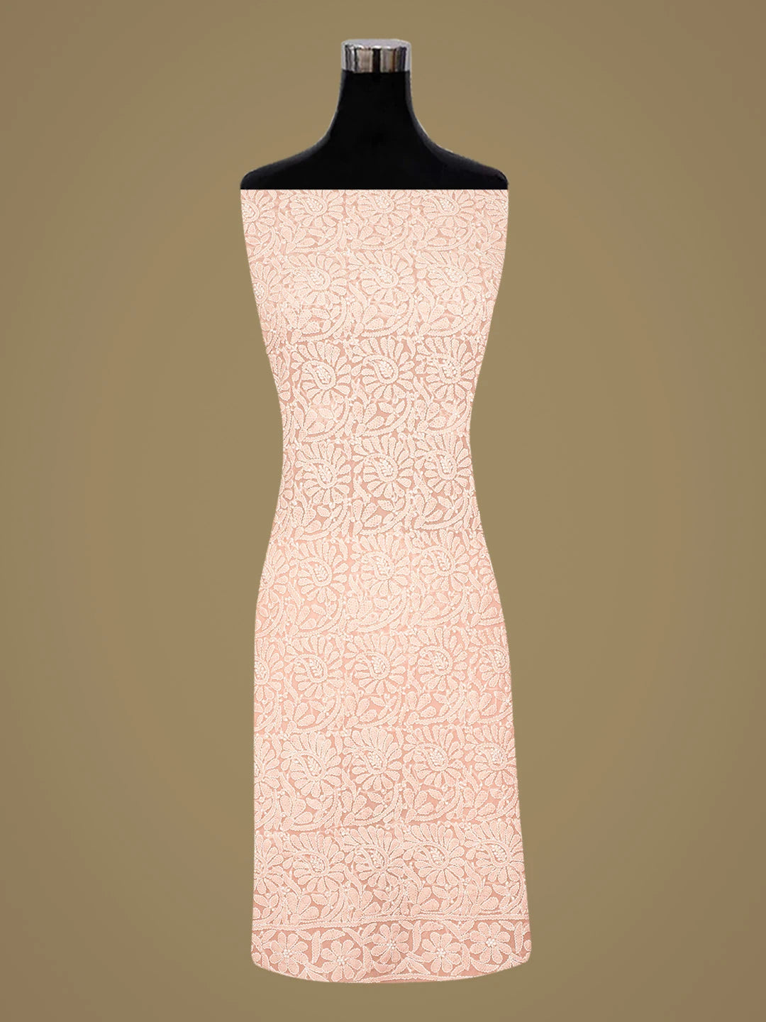 Ada Hand Embroidered Peach Georgette Lucknowi Chikankari Unstitched Suit Piece 01A867781