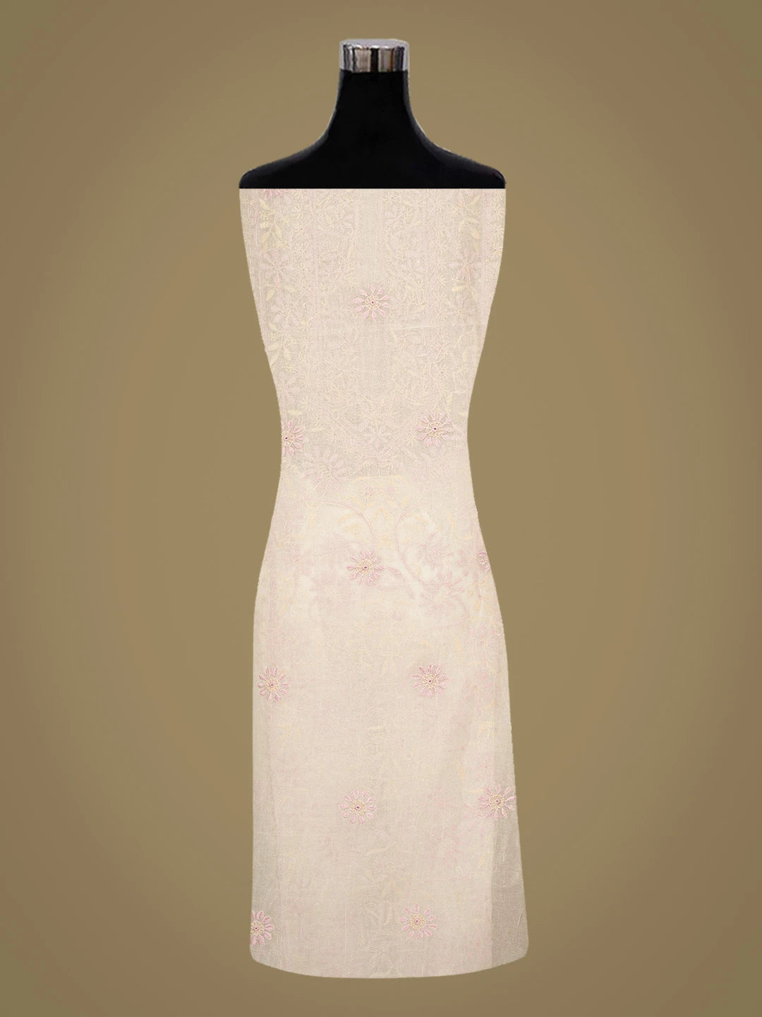 Ada Hand Embroidered White Organza Lucknowi Chikankari Unstitched Kurta Dupatta Set 01A832328