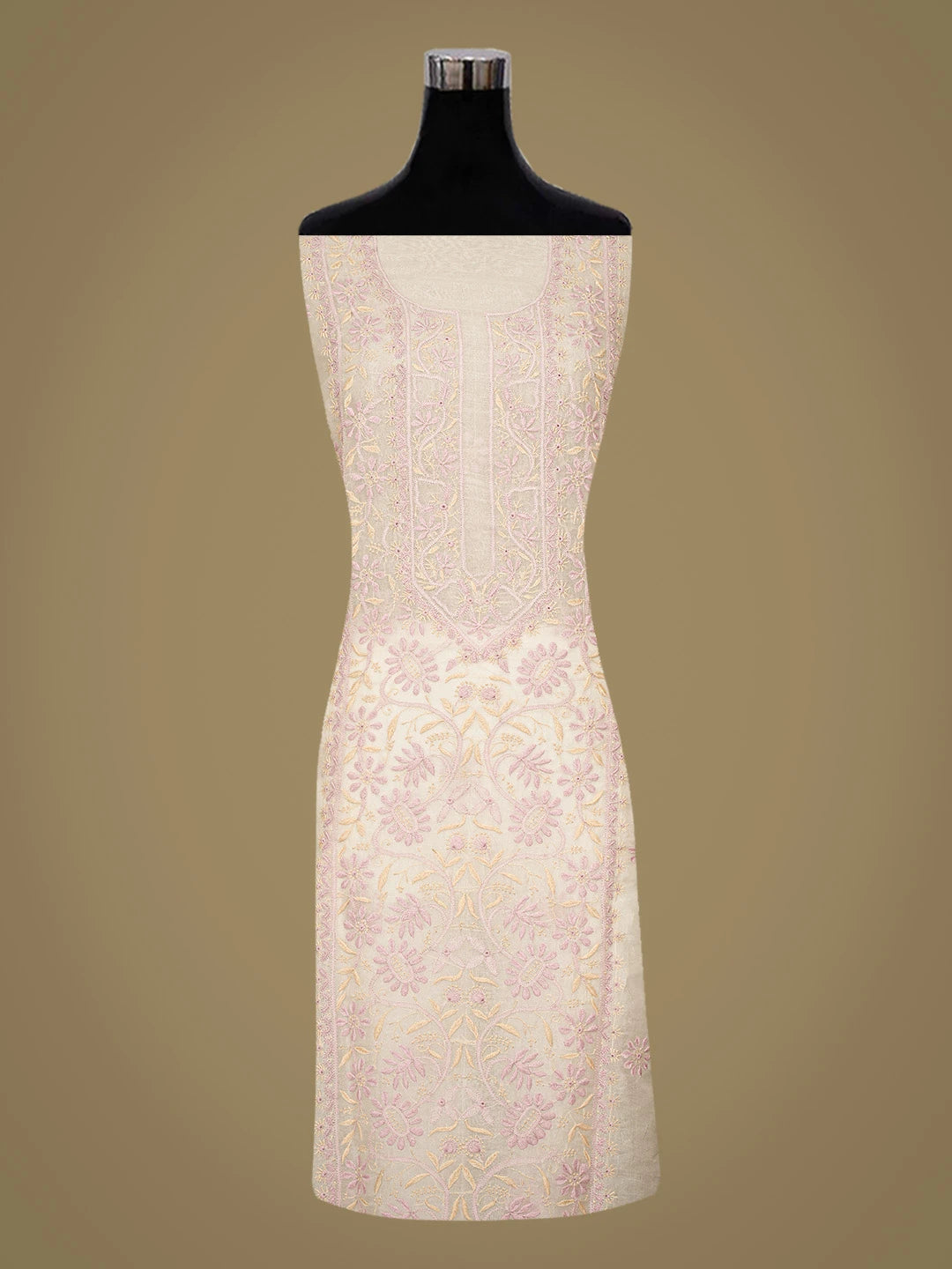 Ada Hand Embroidered White Organza Lucknowi Chikankari Unstitched Kurta Dupatta Set 01A832328
