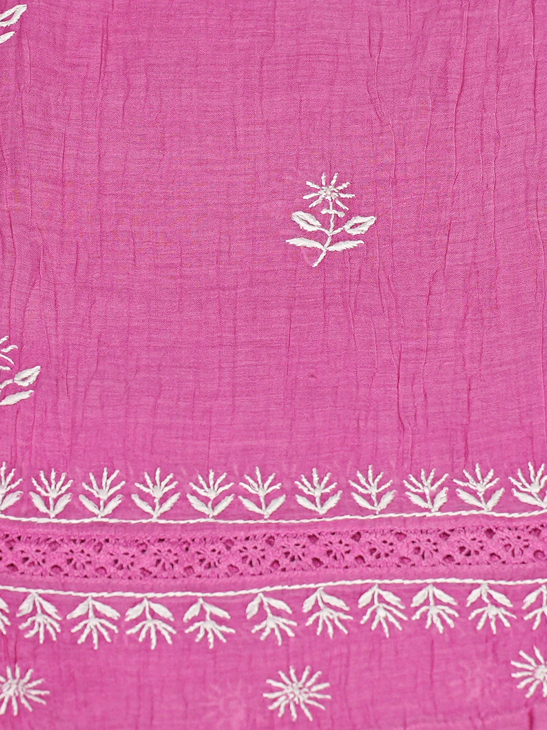 Ada Hand Embroidered Magenta Chanderi Lucknowi Chikankari Semi-Stitched Kurta Dupatta Set 01A665296