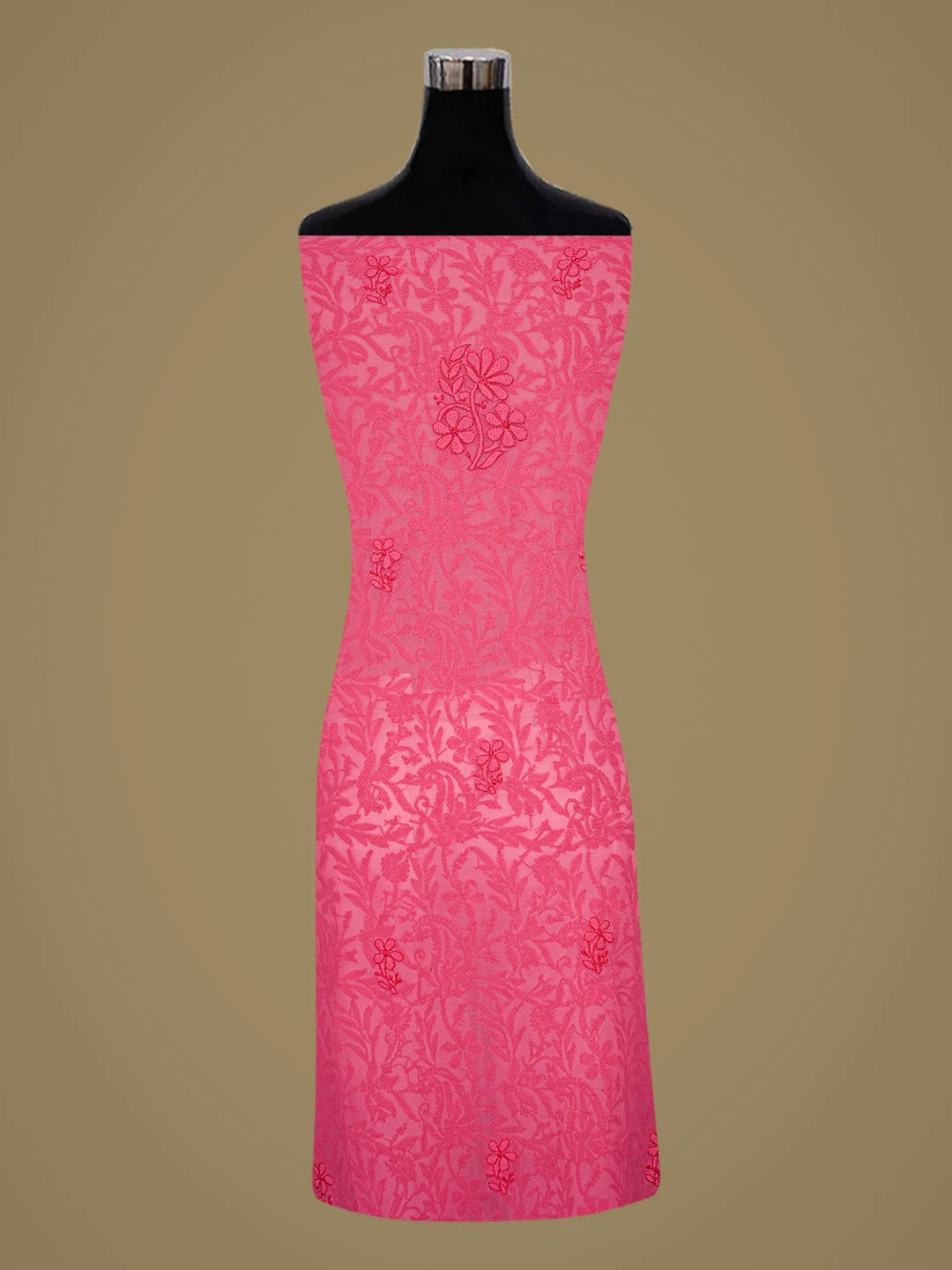Ada Hand Embroidered Magenta Georgette Lucknowi Chikankari Unstitched Suit Piece 01A867553