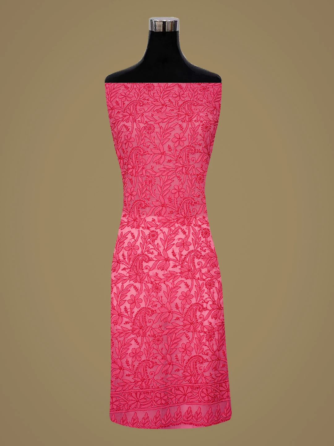 Ada Hand Embroidered Magenta Georgette Lucknowi Chikankari Unstitched Suit Piece 01A867553
