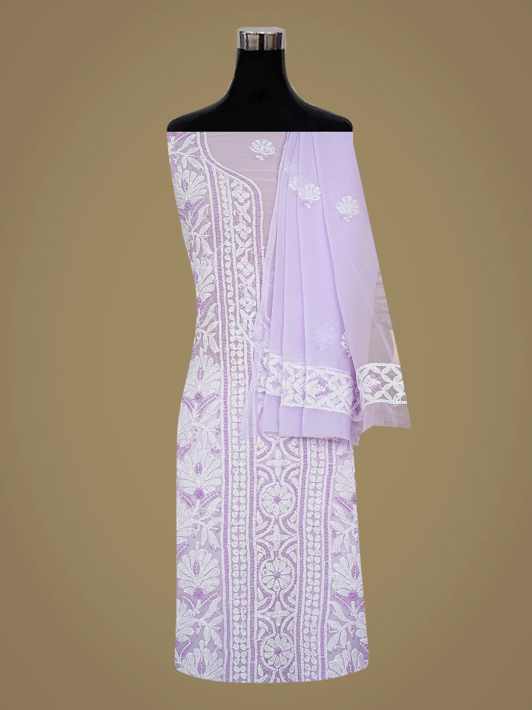 Ada Hand Embroidered Mauve Georgette Lucknowi Chikankari Unstitched Suit Piece 01A867580