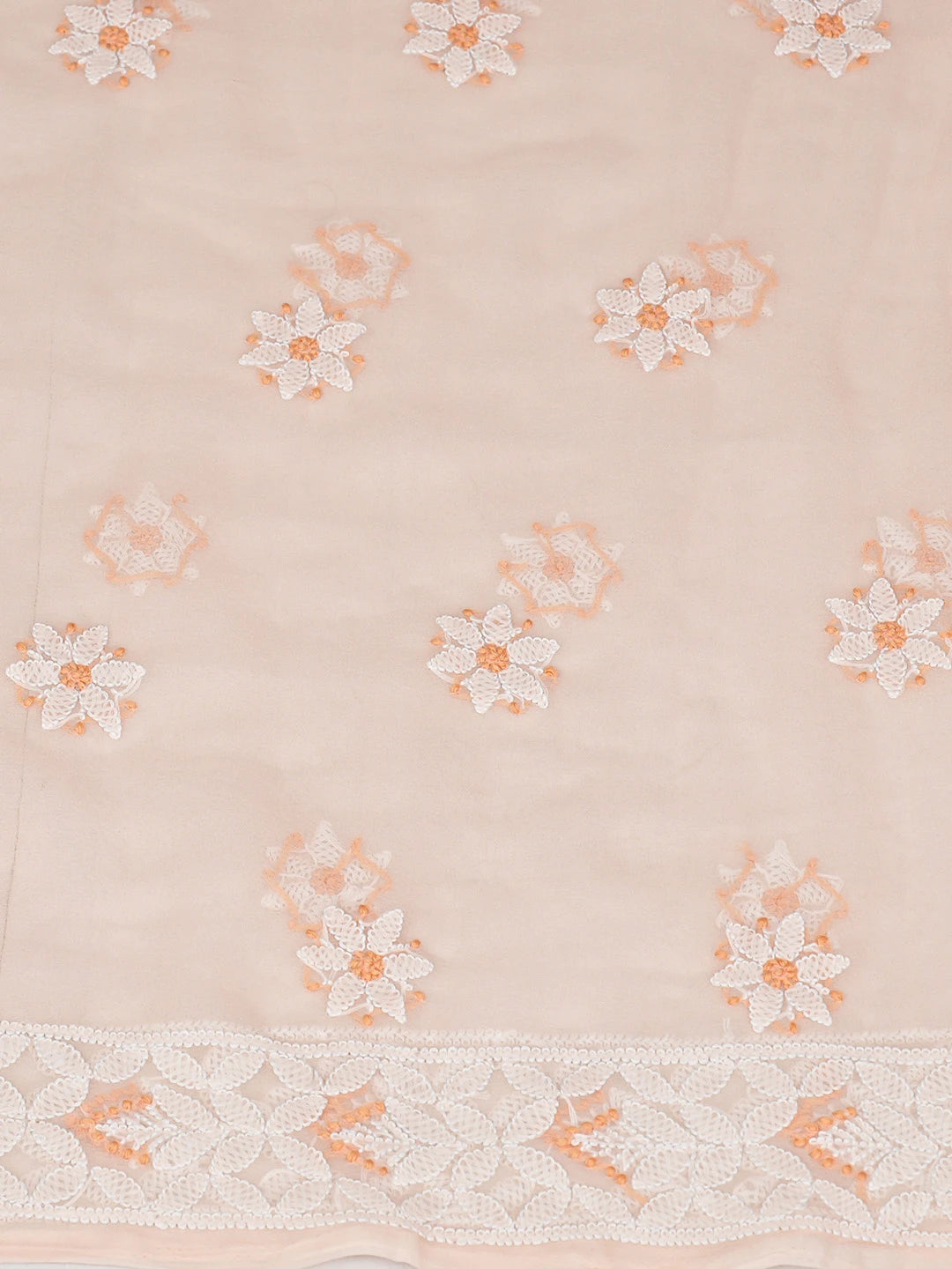 Ada Hand Embroidered Peach Georgette Lucknowi Chikankari Unstitched Suit Piece 01A867561