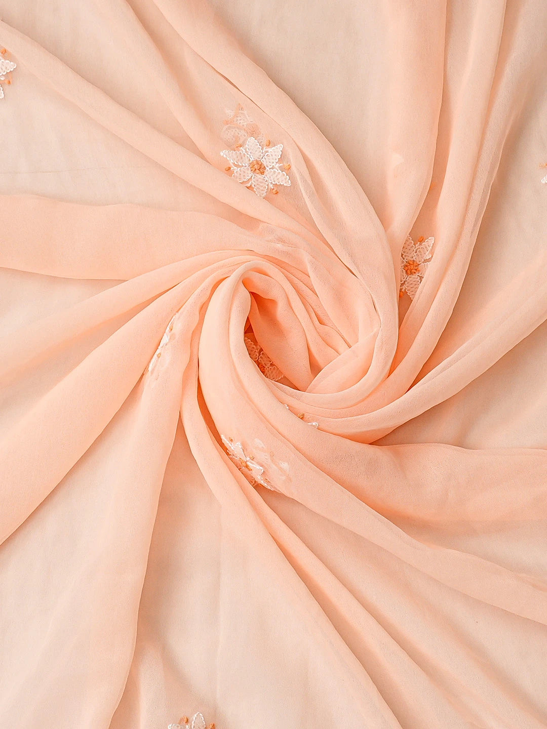 Ada Hand Embroidered Peach Georgette Lucknowi Chikankari Unstitched Suit Piece 01A867561