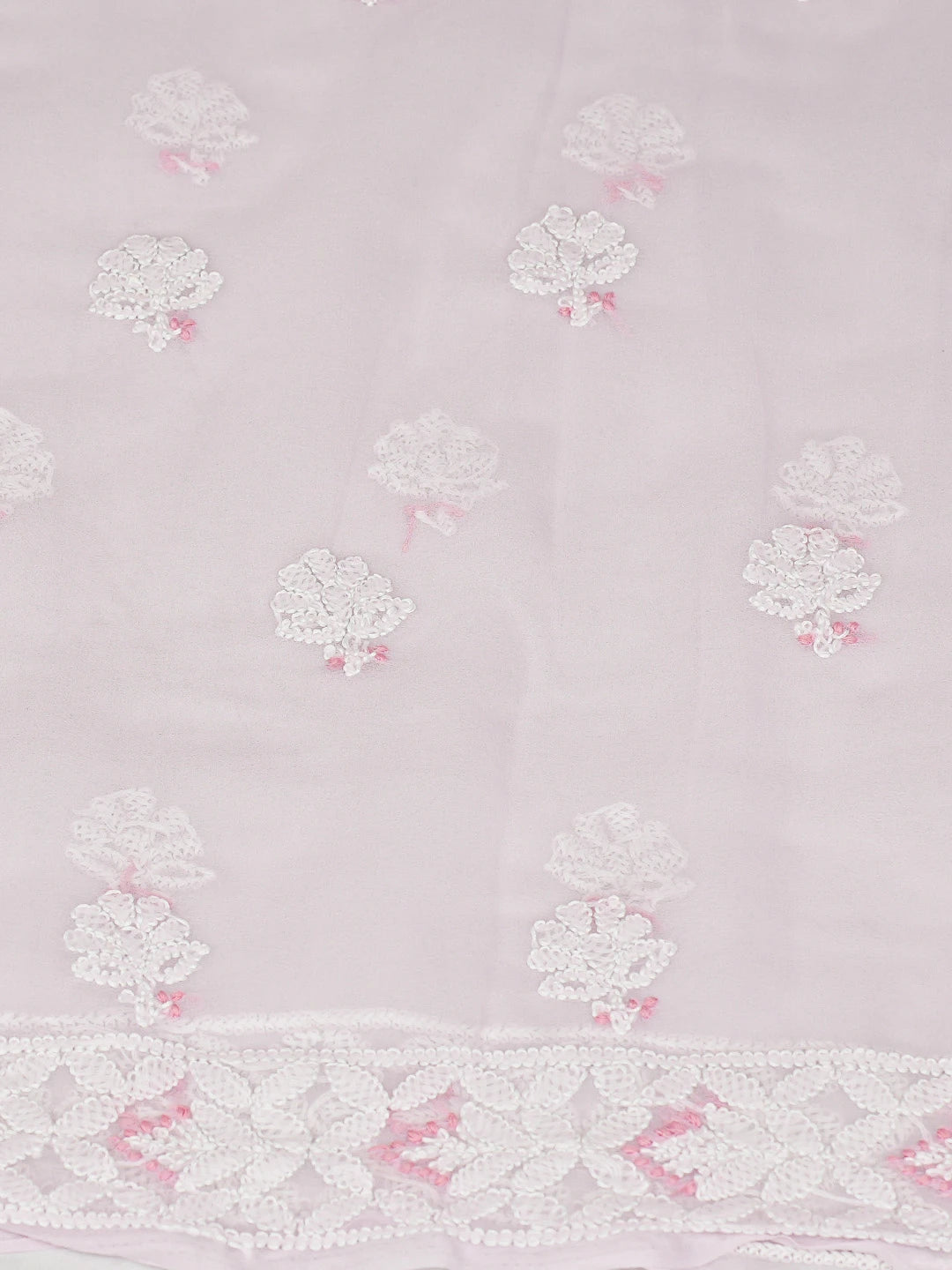 Ada Hand Embroidered Pink Georgette Lucknowi Chikankari Unstitched Suit Piece 01A867582