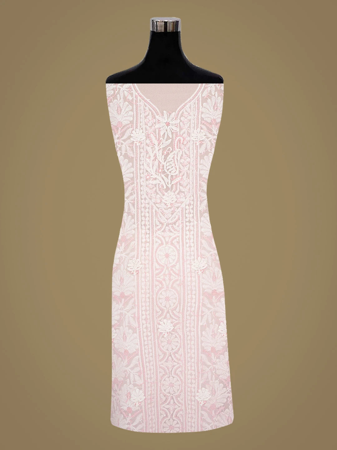 Ada Hand Embroidered Pink Georgette Lucknowi Chikankari Unstitched Suit Piece 01A867582