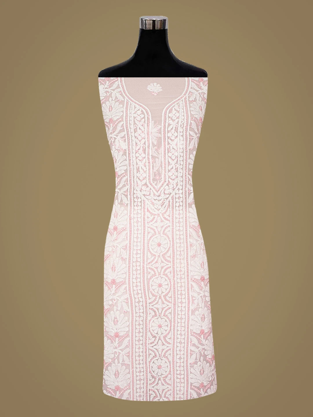 Ada Hand Embroidered Pink Georgette Lucknowi Chikankari Unstitched Suit Piece 01A867582
