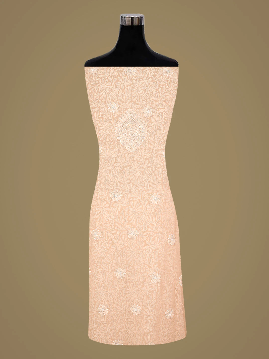 Ada Hand Embroidered Peach Georgette Lucknowi Chikankari Unstitched Suit Piece 01A867779
