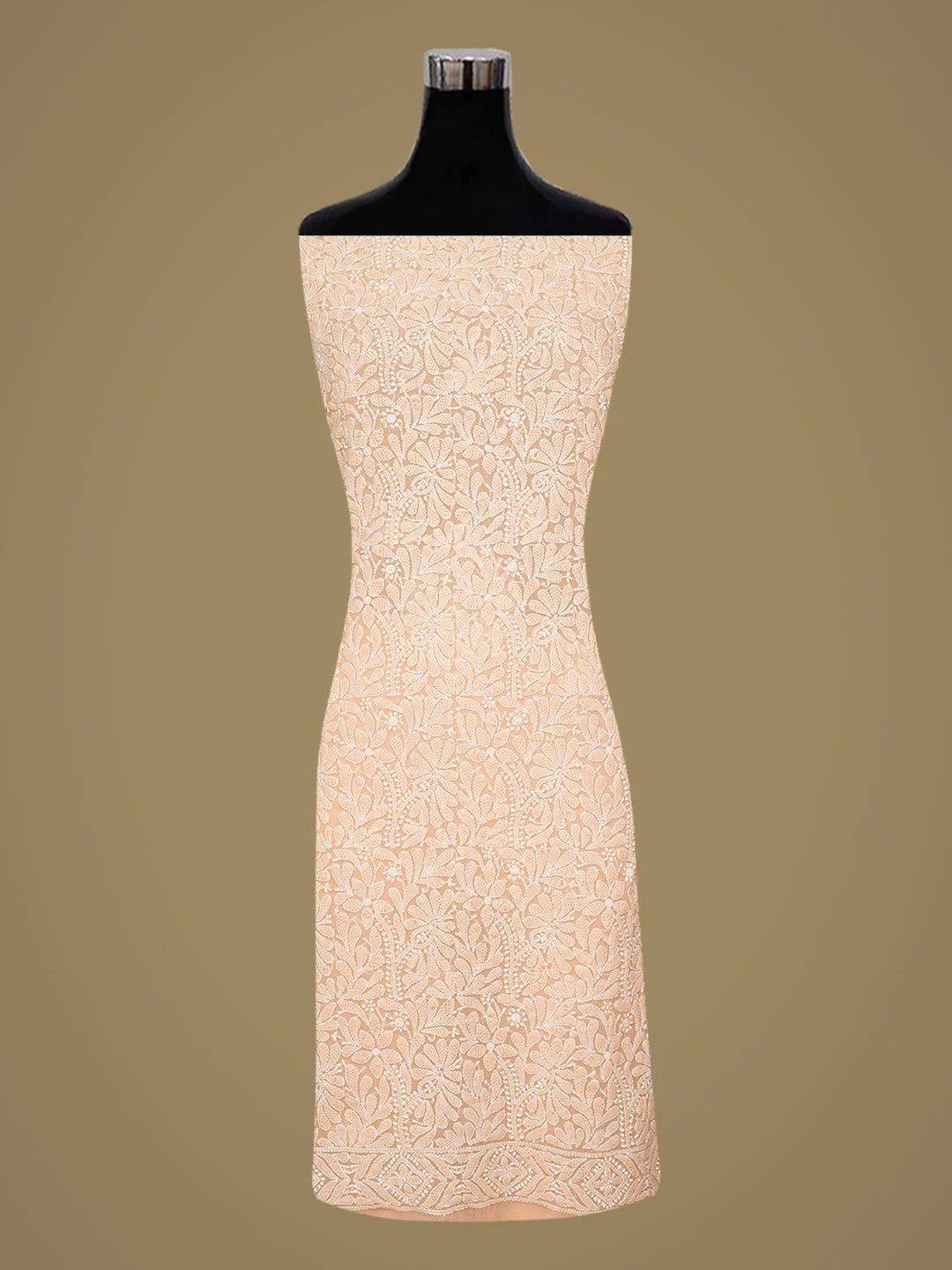 Ada Hand Embroidered Peach Georgette Lucknowi Chikankari Unstitched Suit Piece 01A867779
