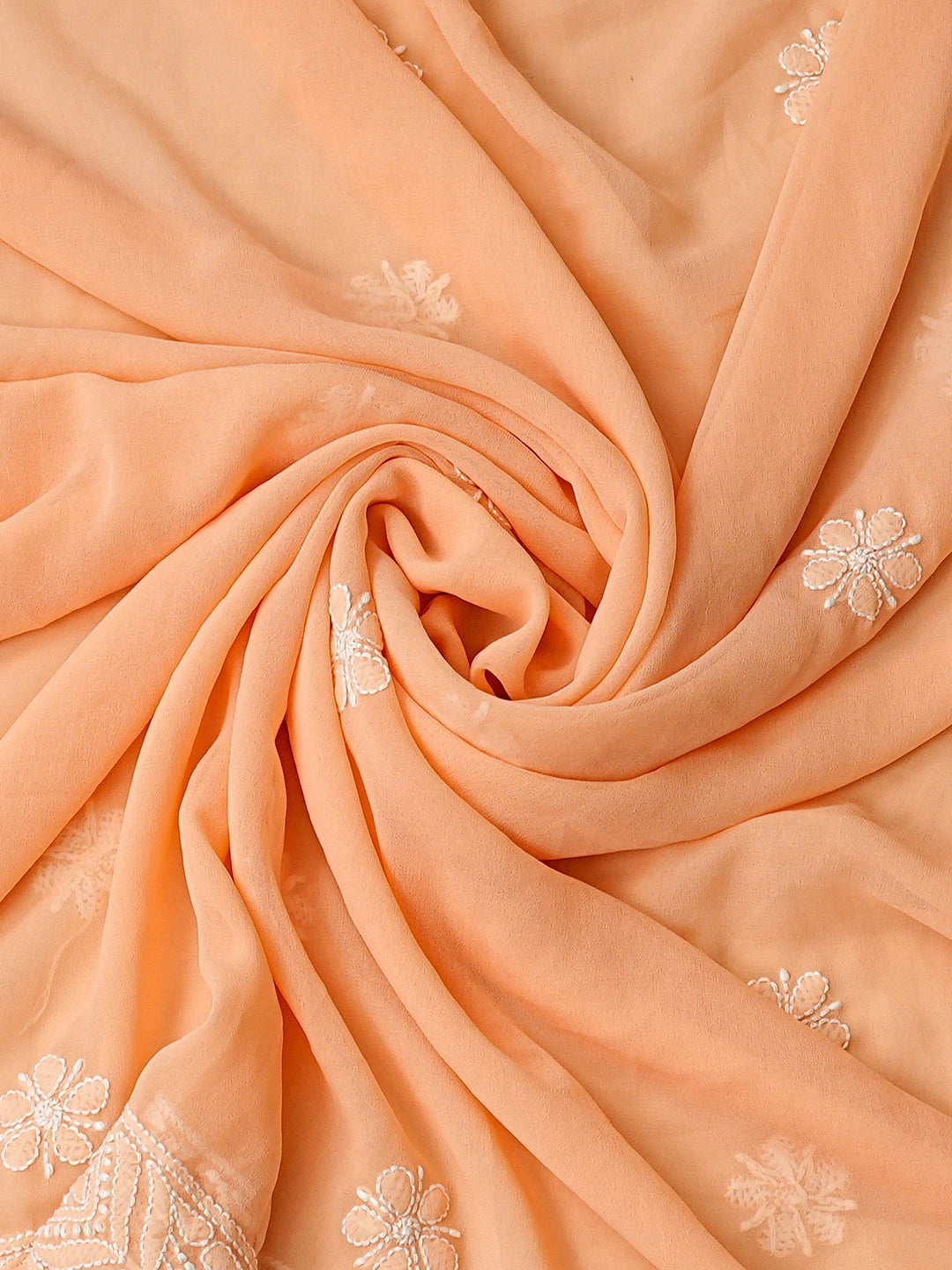 Ada Hand Embroidered Peach Georgette Lucknowi Chikankari Unstitched Suit Piece 01A867779