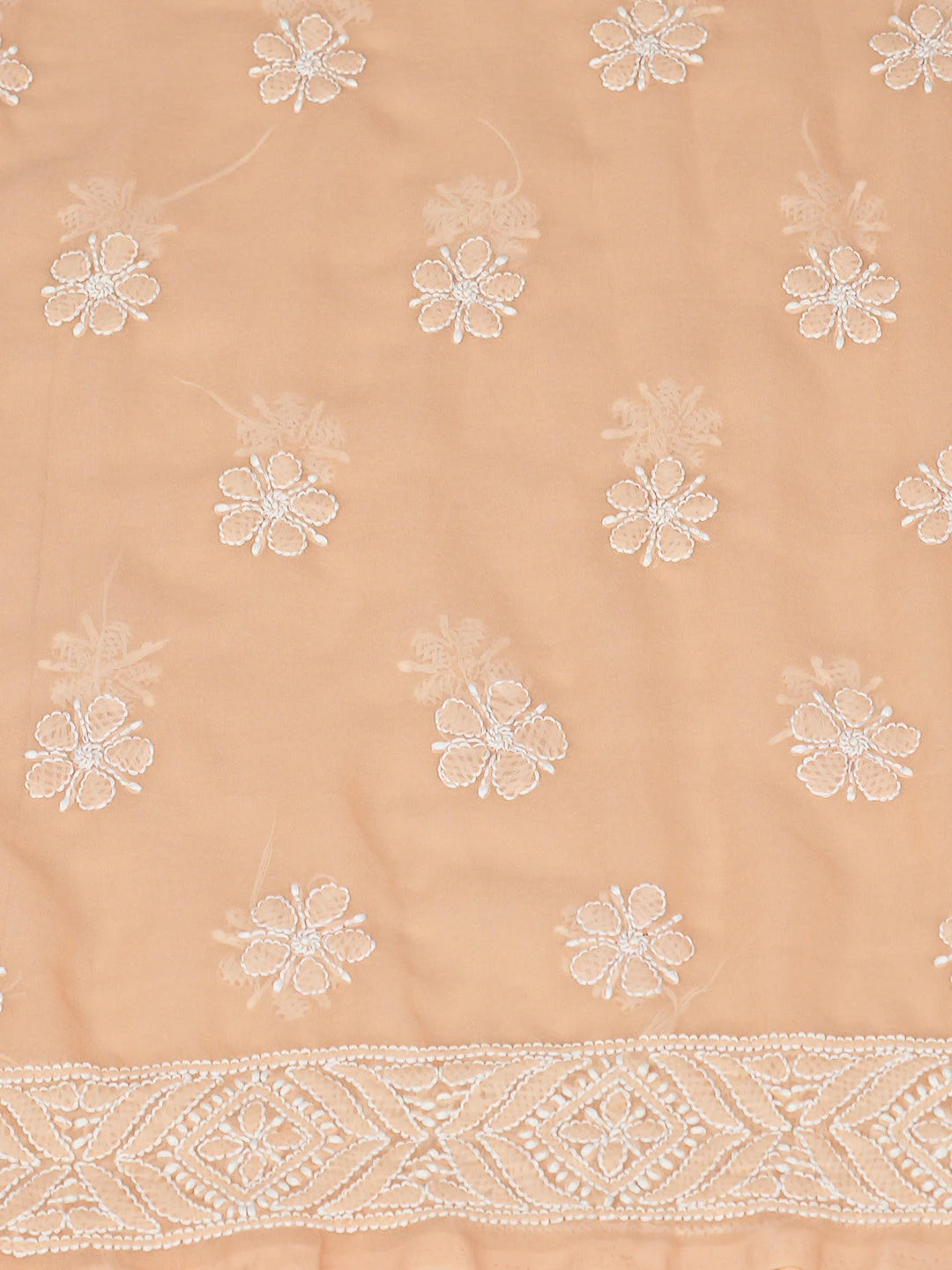 Ada Hand Embroidered Peach Georgette Lucknowi Chikankari Unstitched Suit Piece 01A867779