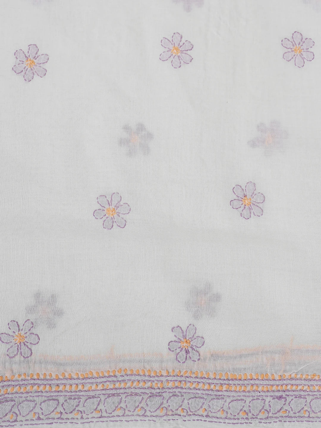 Ada Hand Embroidered White Cotton Lucknowi Chikankari Unstitched Suit Piece 01A862929