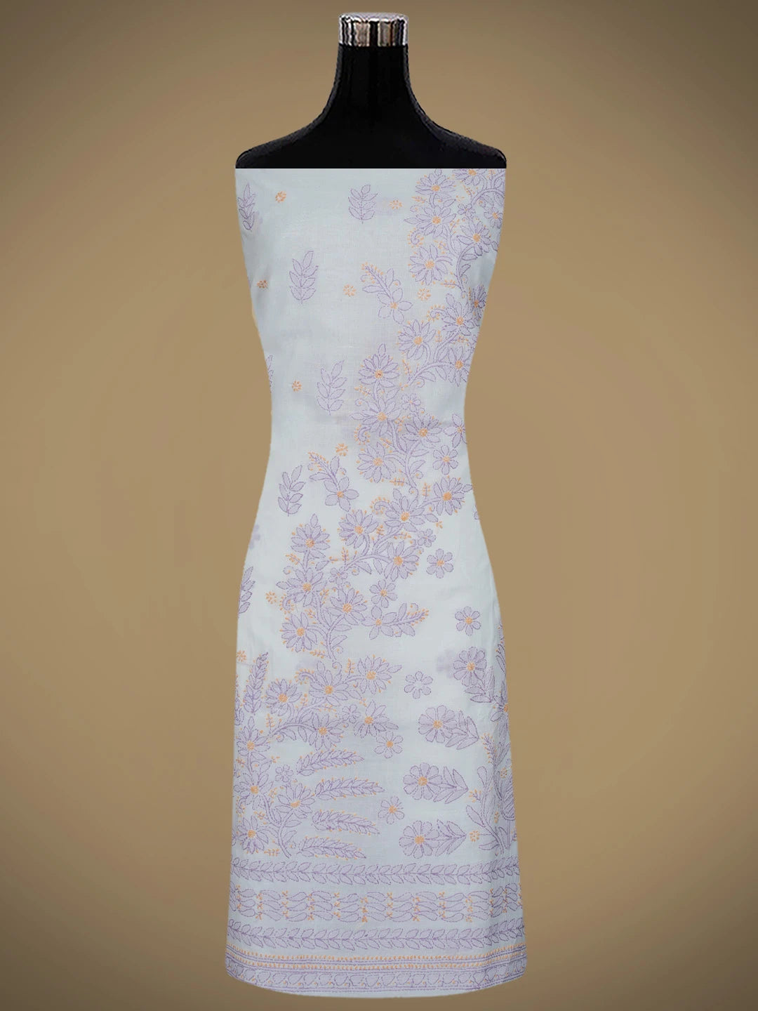 Ada Hand Embroidered White Cotton Lucknowi Chikankari Unstitched Suit Piece 01A862929