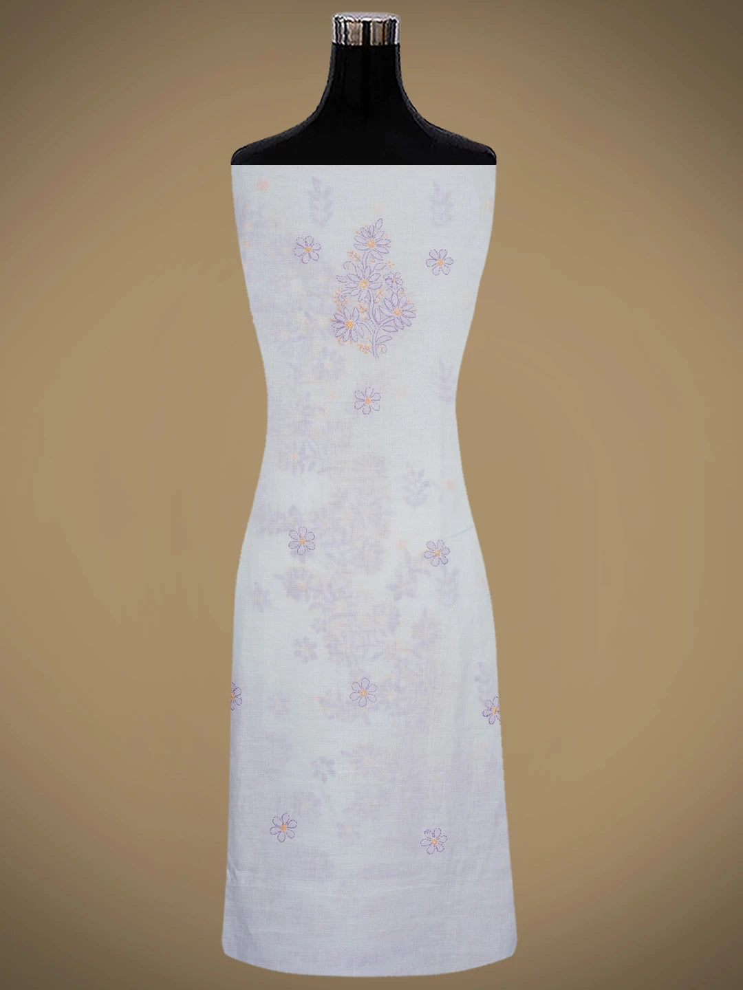 Ada Hand Embroidered White Cotton Lucknowi Chikankari Unstitched Suit Piece 01A862929