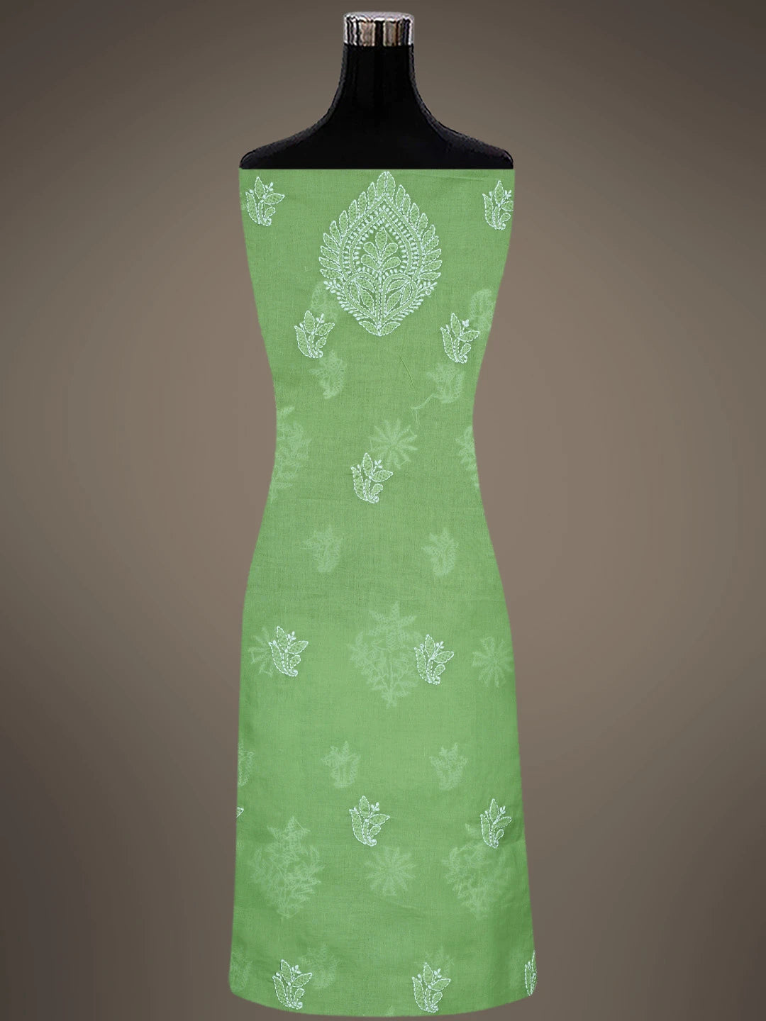 Ada Hand Embroidered Green Cotton Lucknowi Chikankari Unstitched Suit Piece 01A867756