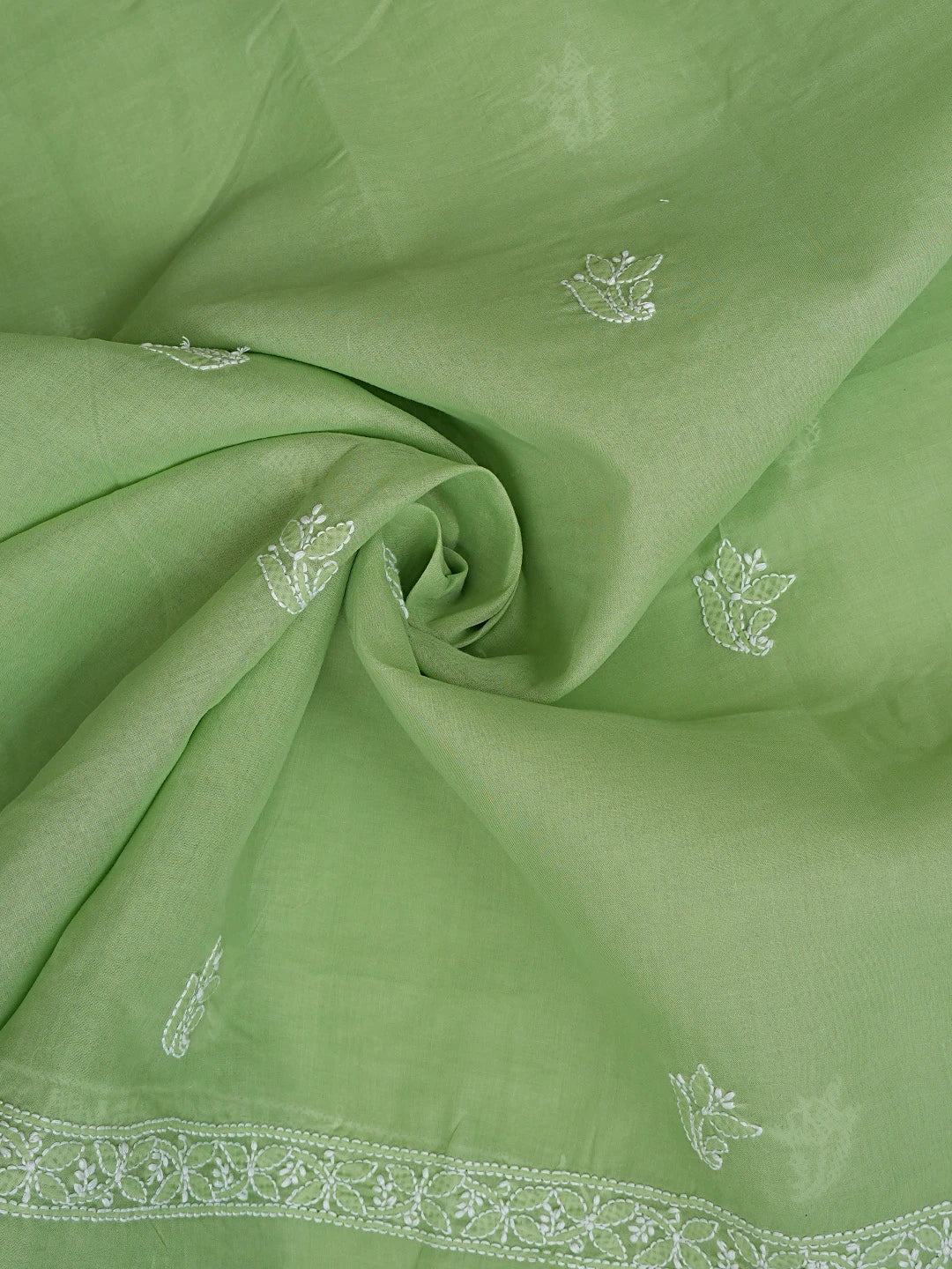 Ada Hand Embroidered Green Cotton Lucknowi Chikankari Unstitched Suit Piece 01A867756