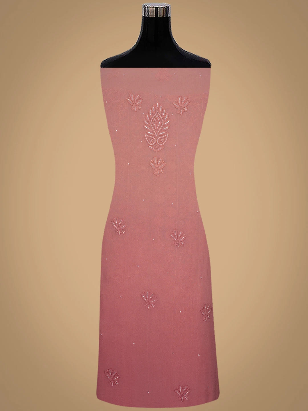 Ada Hand Embroidered Dusty Pink Viscose Georgette Lucknowi Chikankari Unstitched Kurta Dupatta Set With Cutdana Work 01A578900