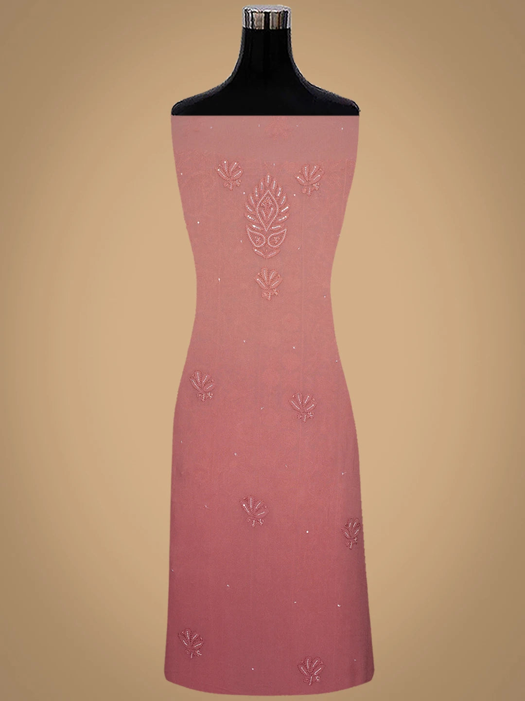 Ada Hand Embroidered Dusty Pink Viscose Georgette Lucknowi Chikankari Unstitched Kurta Dupatta Set With Cutdana Work 01A578900