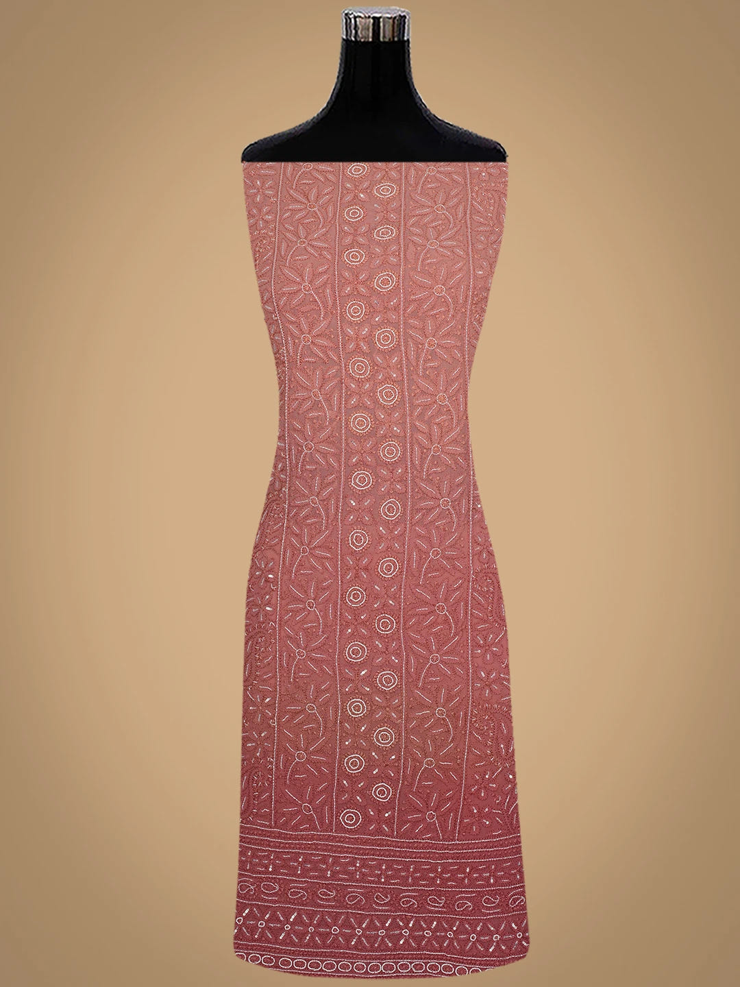 Ada Hand Embroidered Dusty Pink Viscose Georgette Lucknowi Chikankari Unstitched Kurta Dupatta Set With Cutdana Work 01A578900