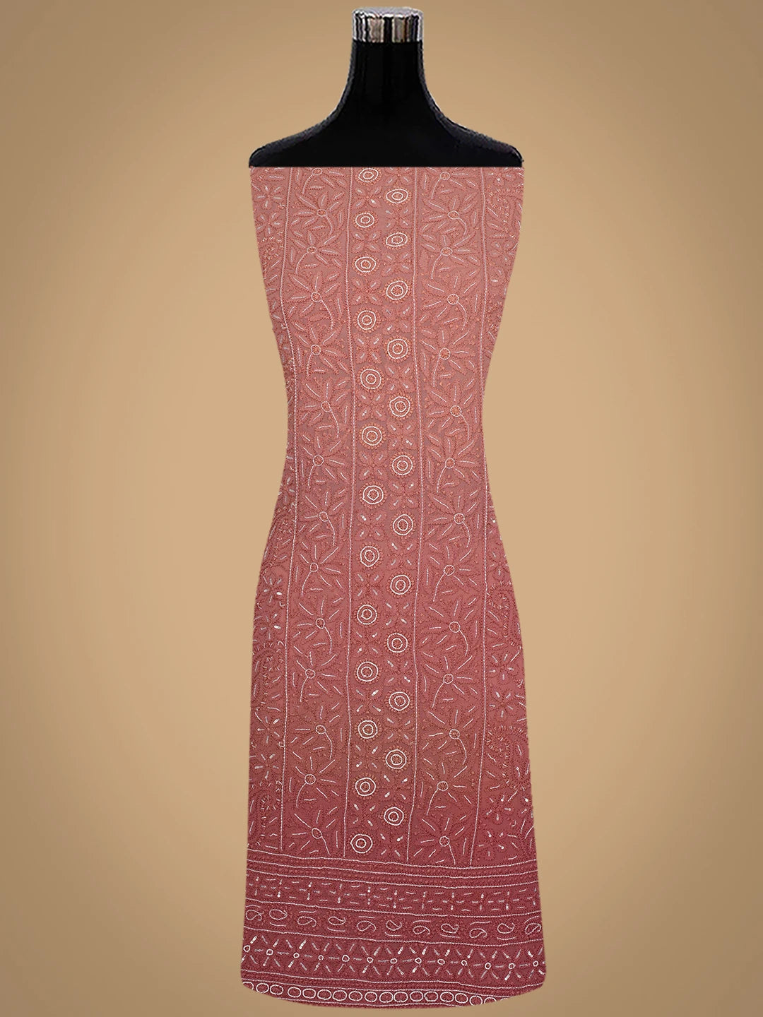 Ada Hand Embroidered Dusty Pink Viscose Georgette Lucknowi Chikankari Unstitched Kurta Dupatta Set With Cutdana Work 01A578900