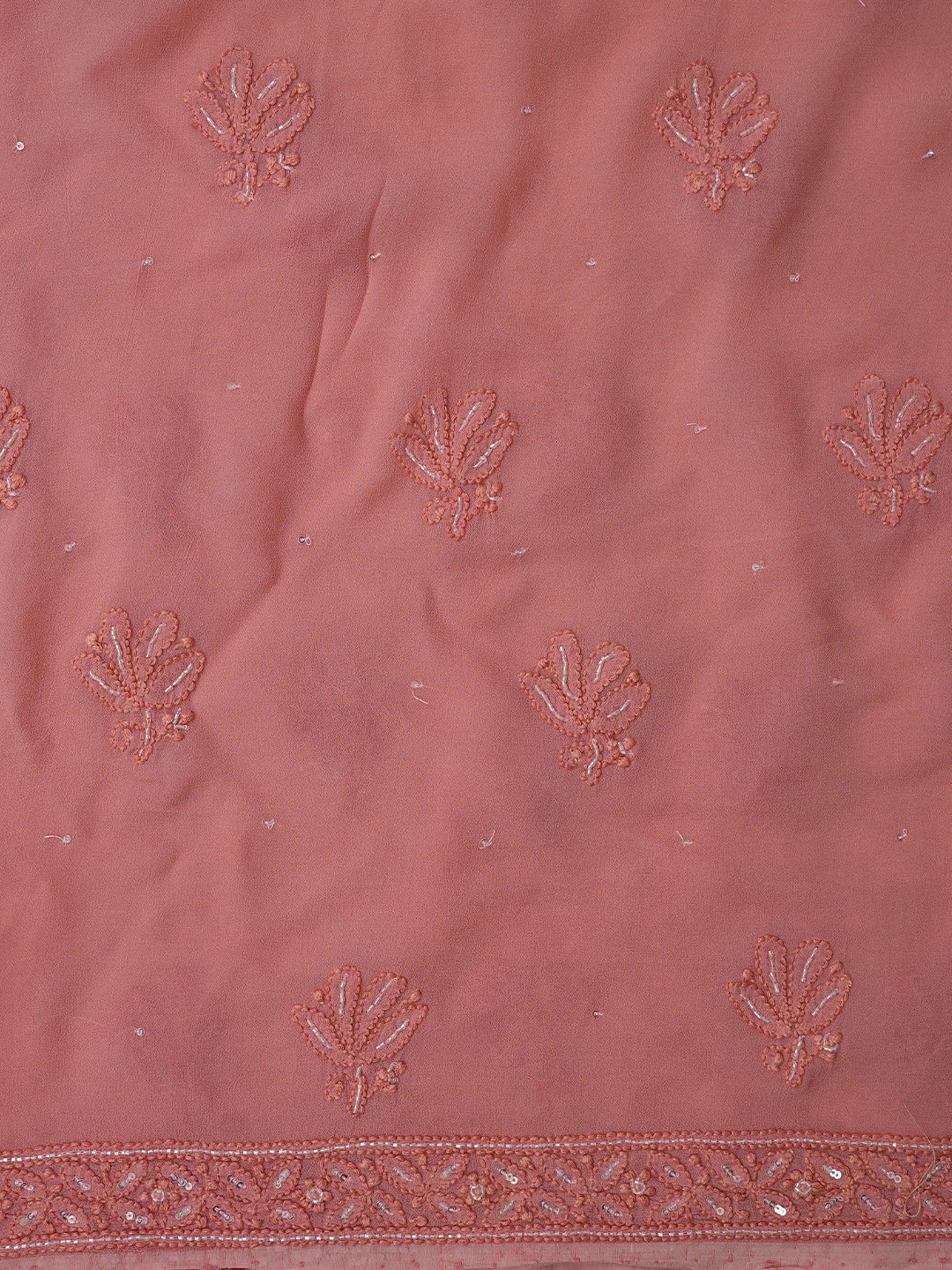 Ada Hand Embroidered Dusty Pink Viscose Georgette Lucknowi Chikankari Unstitched Kurta Dupatta Set With Cutdana Work 01A578900