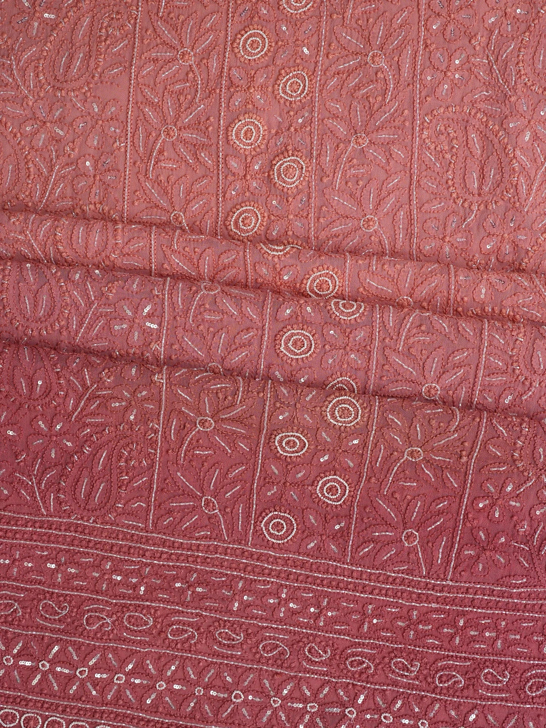Ada Hand Embroidered Dusty Pink Viscose Georgette Lucknowi Chikankari Unstitched Kurta Dupatta Set With Cutdana Work 01A578900