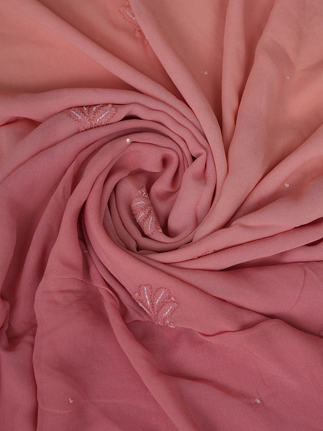 Ada Hand Embroidered Dusty Pink Viscose Georgette Lucknowi Chikankari Unstitched Kurta Dupatta Set With Cutdana Work 01A578900