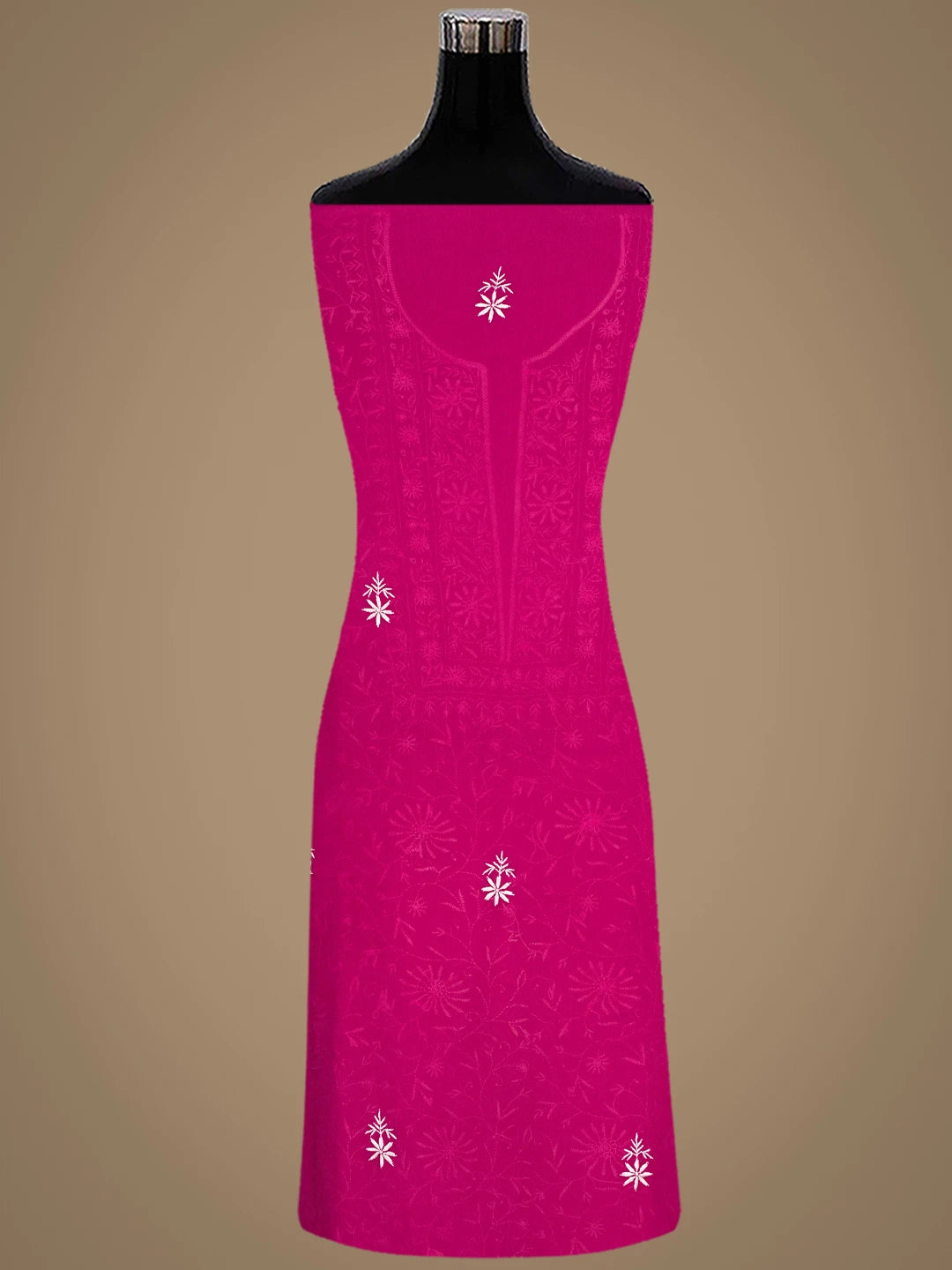 Ada Hand Embroidered Magenta Viscose Georgette Lucknowi Chikankari Unstitched Kurta Dupatta Set 01A856661