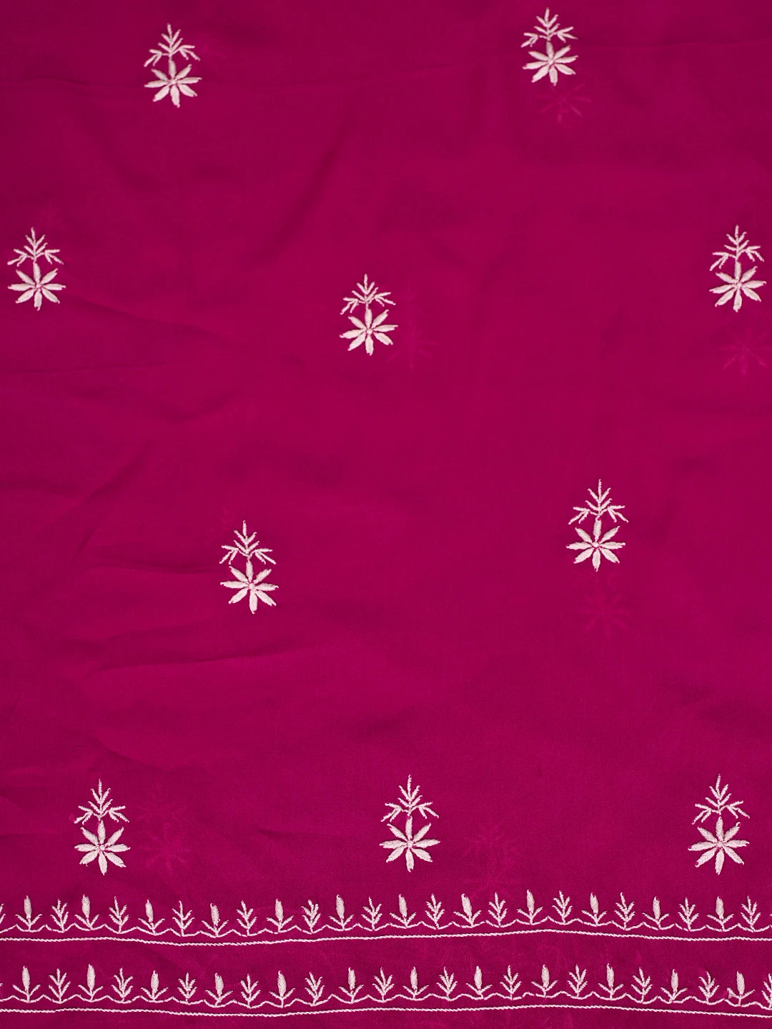 Ada Hand Embroidered Magenta Viscose Georgette Lucknowi Chikankari Unstitched Kurta Dupatta Set 01A856661