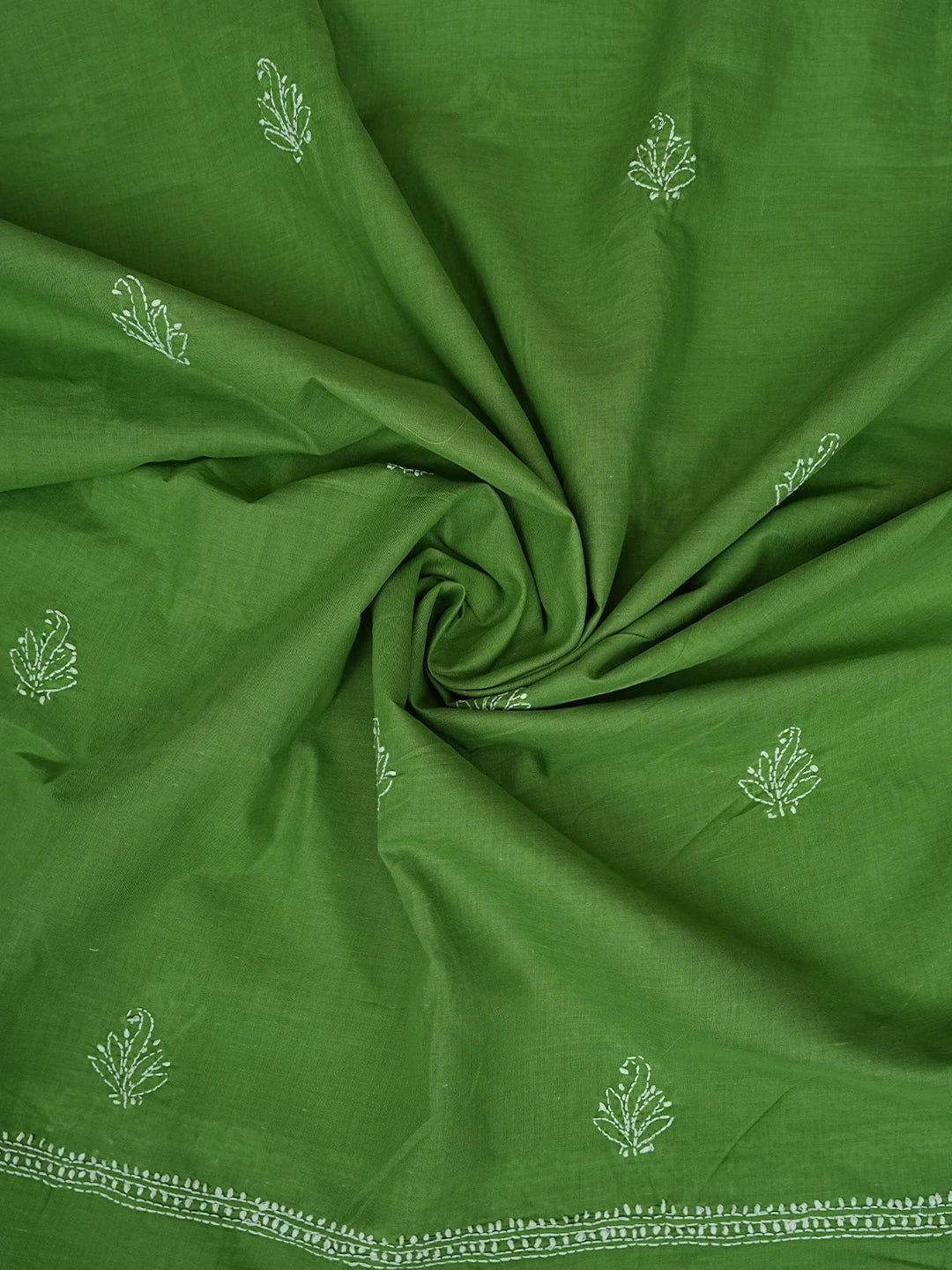 Ada Hand Embroidered Green Cotton Lucknowi Chikankari Unstitched Suit Piece 01A867047