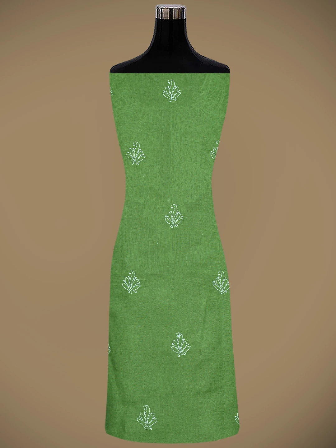 Ada Hand Embroidered Green Cotton Lucknowi Chikankari Unstitched Suit Piece 01A867047