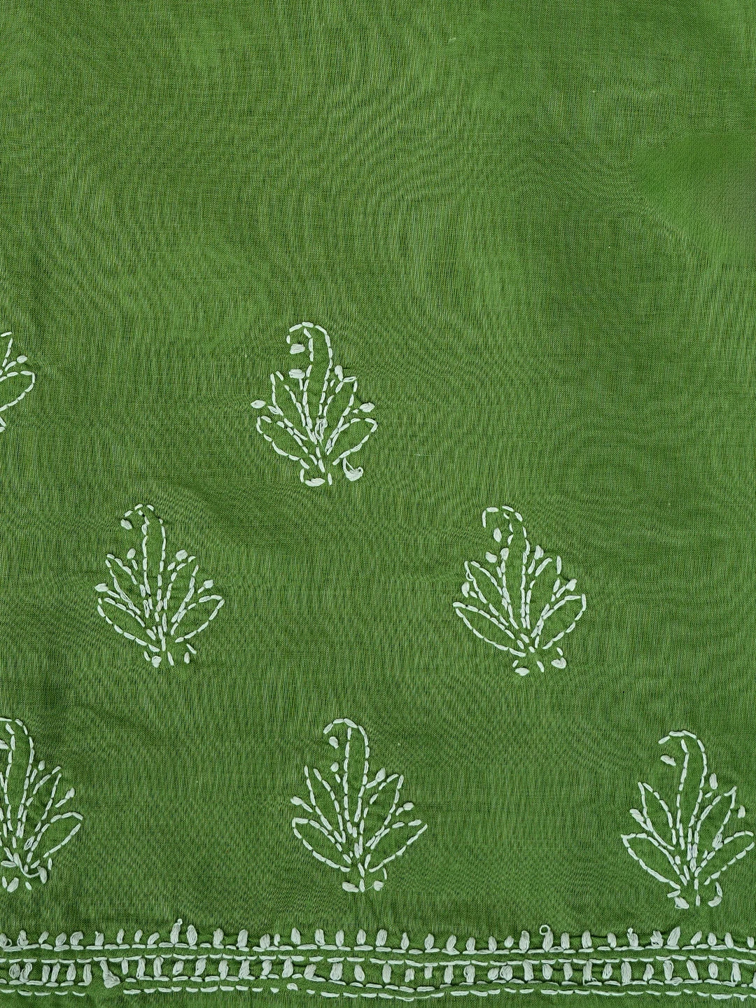Ada Hand Embroidered Green Cotton Lucknowi Chikankari Unstitched Suit Piece 01A867047