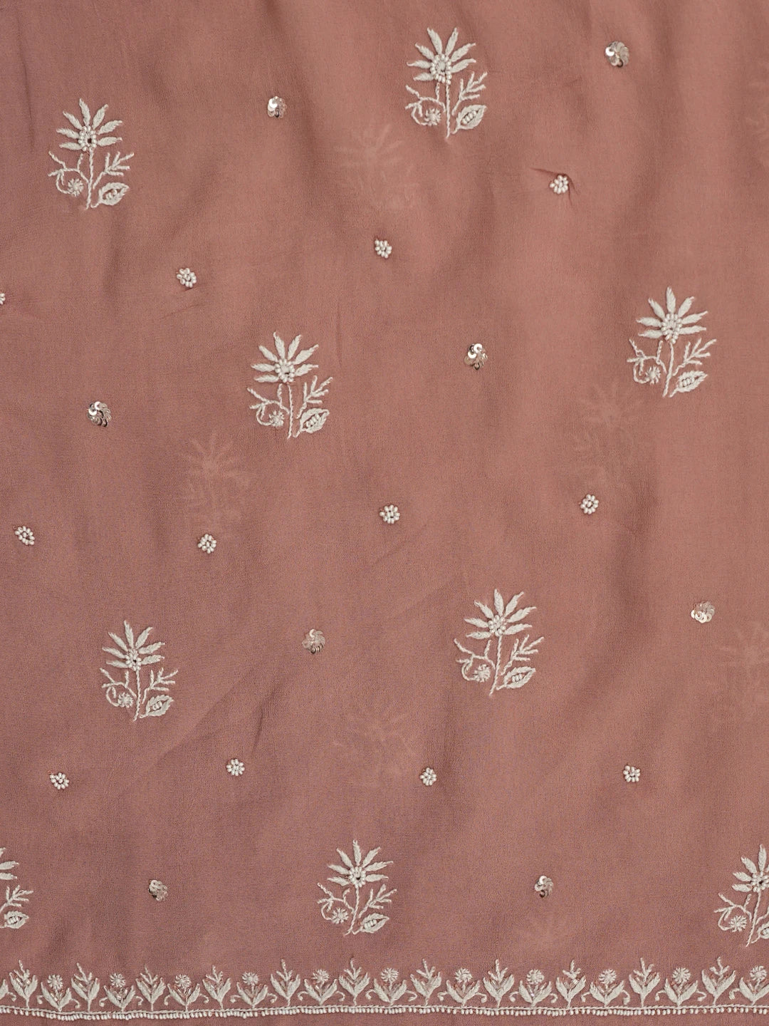 Ada Hand Embroidered Dusty Peach Viscose Georgette Lucknowi Chikankari Unstitched Kurta Dupatta Set With Cutdana Work 01A856618