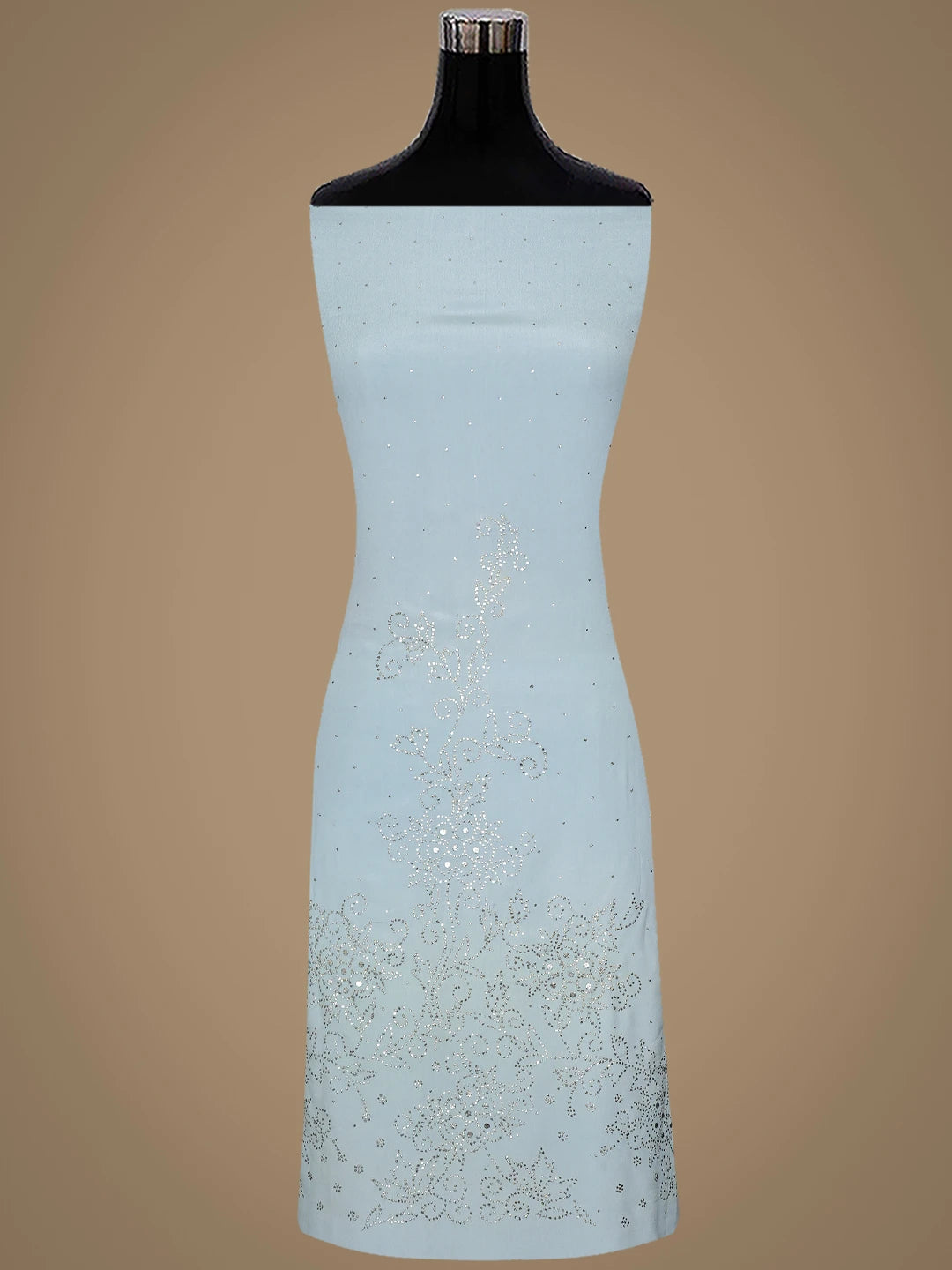 Ada Hand Embroidered Ice Blue Crepe Unstitched Kurta Dupatta Set With Mukaish Work A384903
