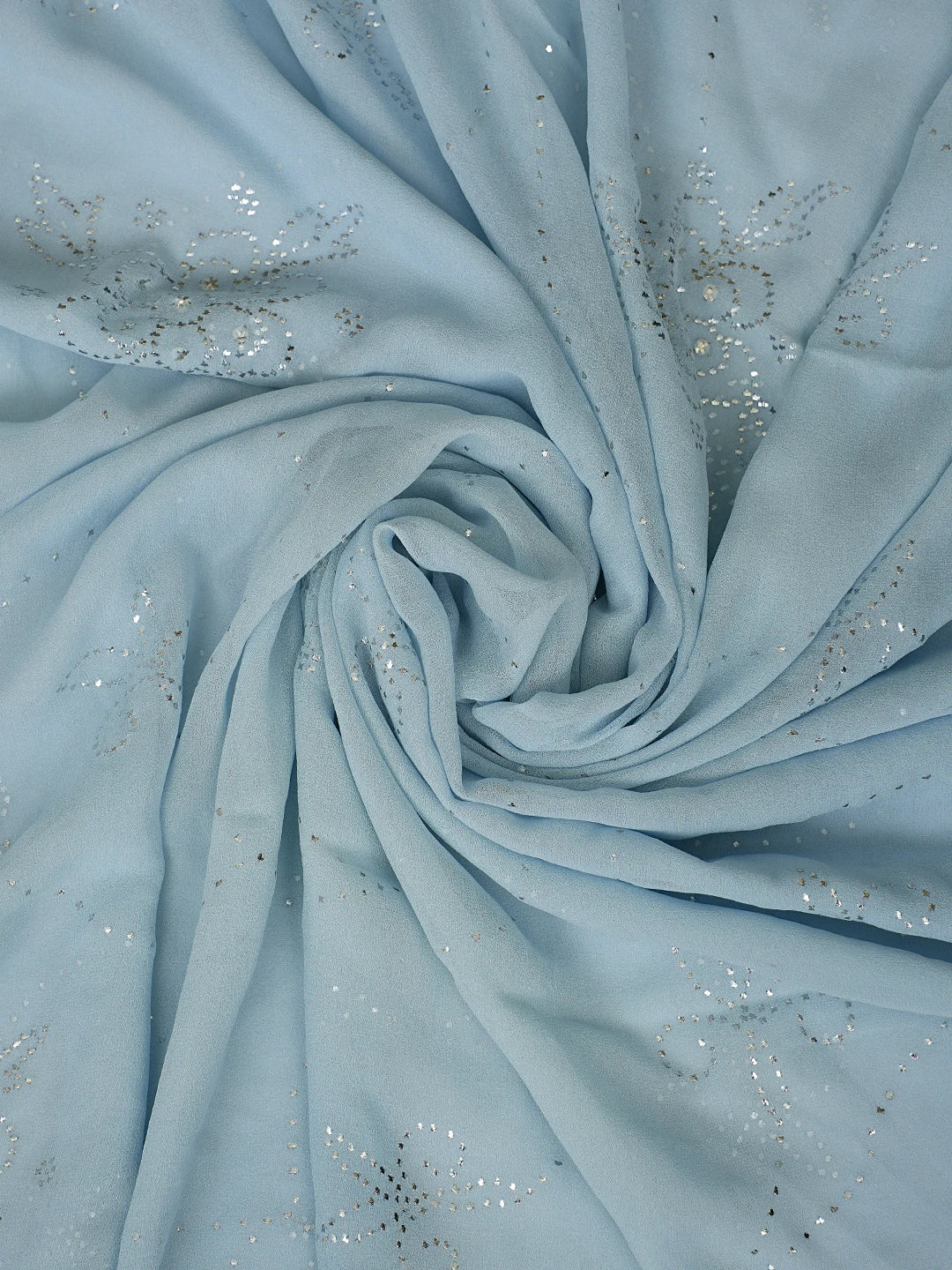 Ada Hand Embroidered Ice Blue Crepe Unstitched Kurta Dupatta Set With Mukaish Work A384903