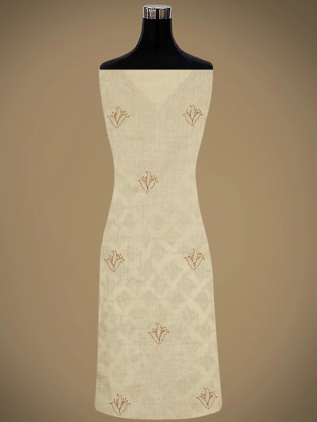 Ada Hand Embroidered Fawn Cotton Lucknowi Chikankari Unstitched Suit Piece 01A867142