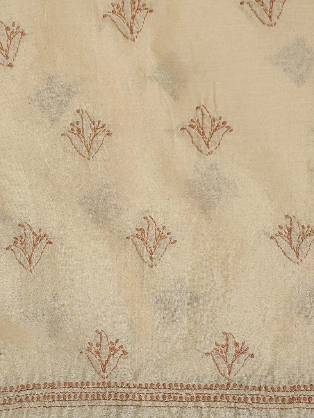 Ada Hand Embroidered Fawn Cotton Lucknowi Chikankari Unstitched Suit Piece 01A867142